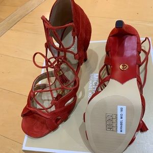 Michael Kors Mirabel Suede heel tassel strap